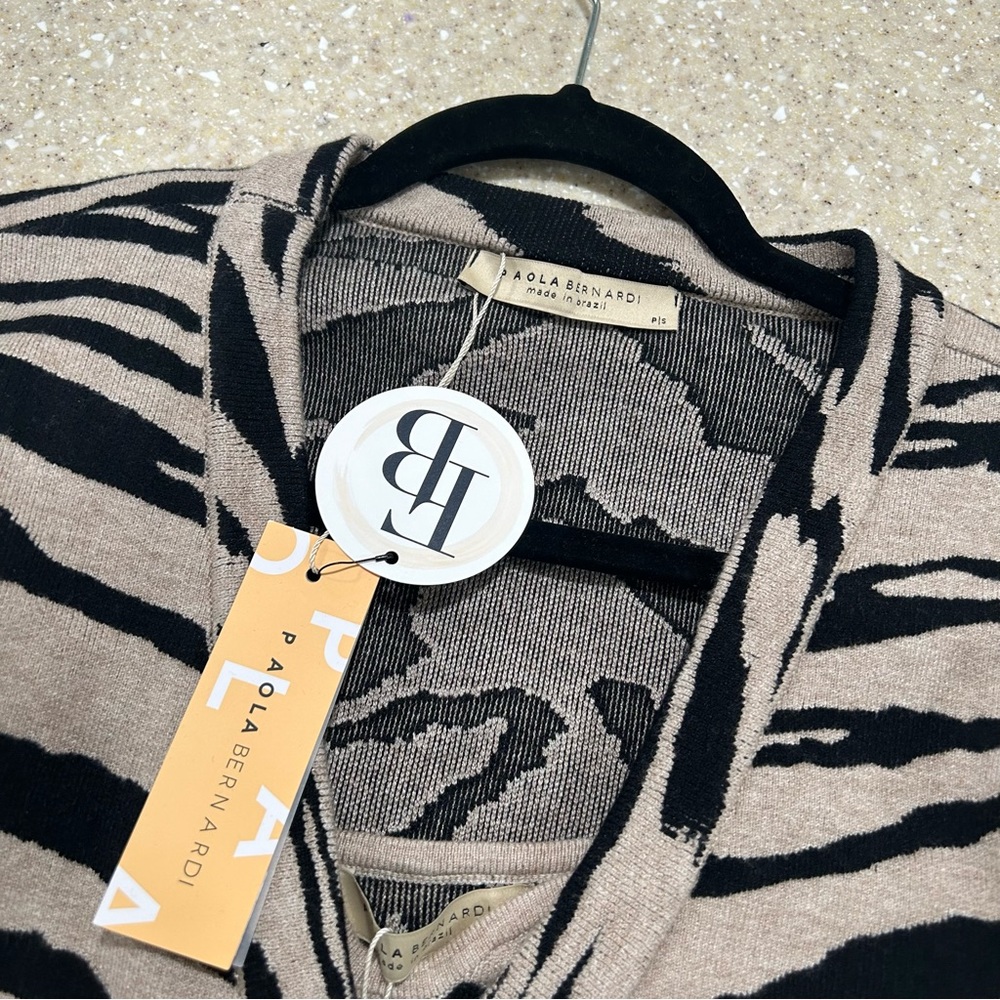 NWT Paola Bernardi Tan Black Zebra Print Jacket and Tank Set  - Size S/M - Picture 13 of 14